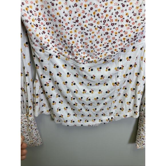 Free People Kissin Kate Top XS Floral Sweetheart Pearl Snap Coquette Milkmaid - Picture 3 of 9